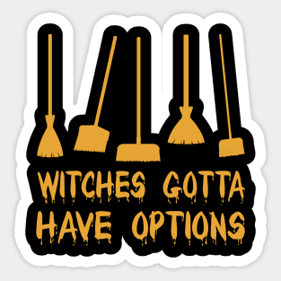 Witch Riding Brooms On A Dark Desert Highways Halloween Sticker